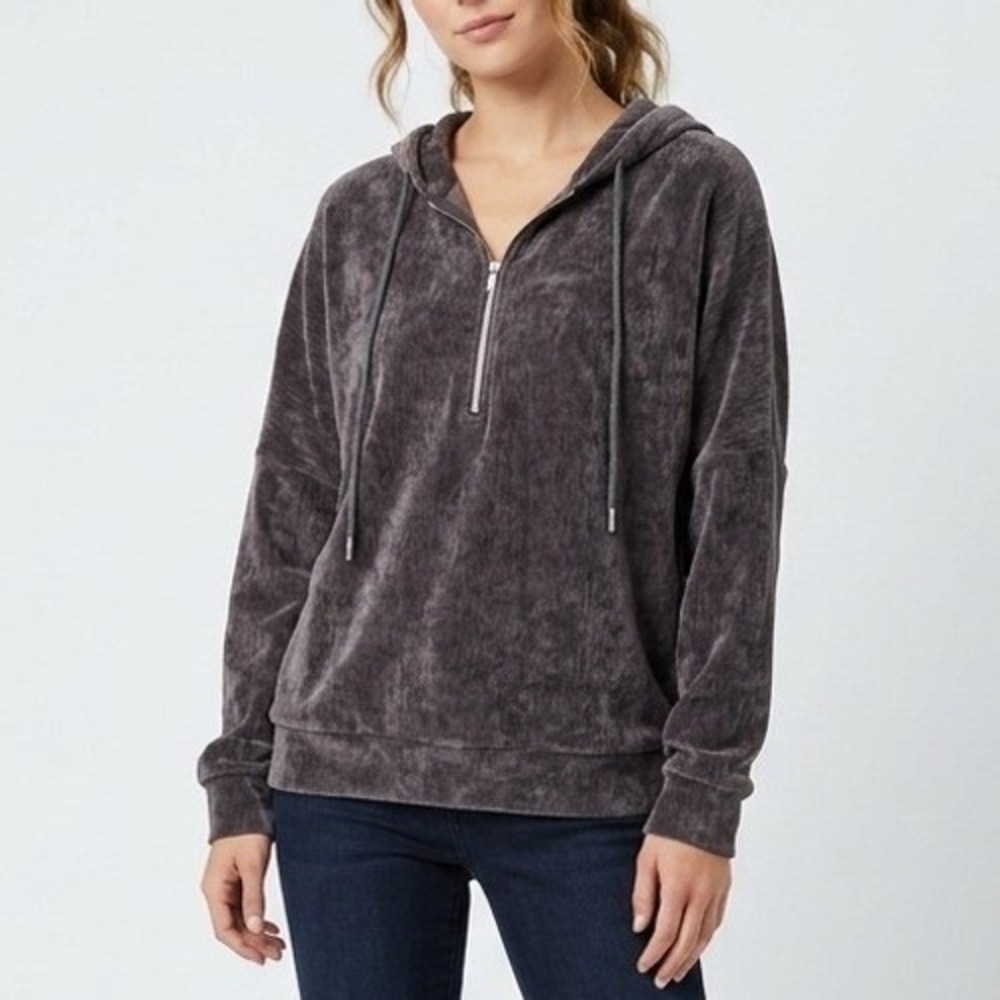 Modesees Corduroy Hoodie Women 2XL Brown Space Dye Half Zip Long Sleeve Pullover